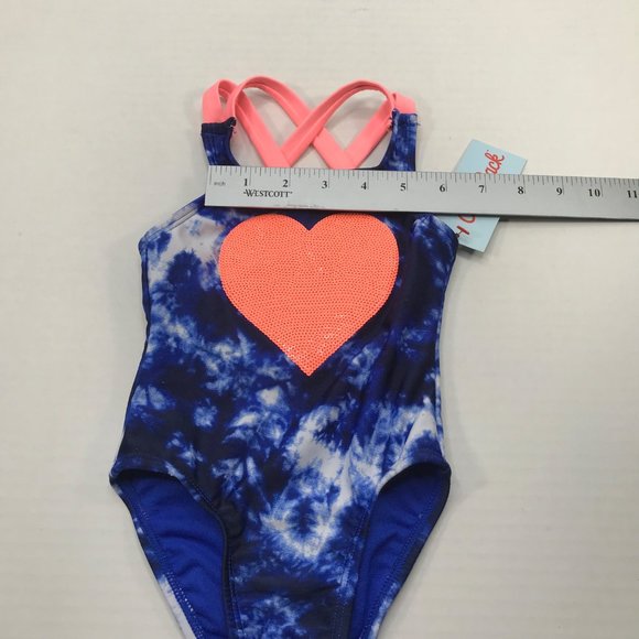 Cat And Jack Girl's Size 12 Month One Piece Swim Suit Blue Tie Dyed New With Tag - Picture 7 of 12